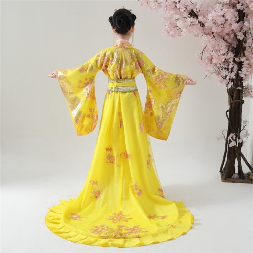 Girls chinese folk dance dresses  fairy cosplay dress tang princess empress drama cosplay trailing dress stage performance costumes
